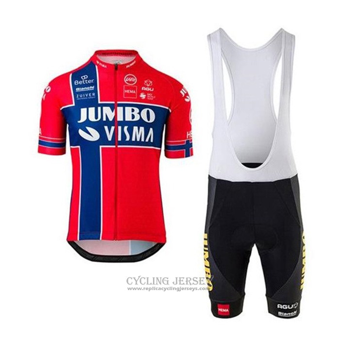 2020 Cycling Jersey Jumbo Visma Red Blue Short Sleeve And Bib Short